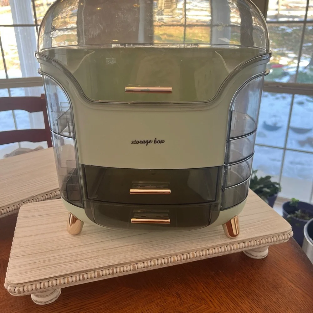 Green Makeup- Storage Box with Drawers